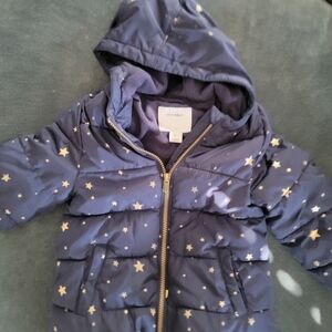 Old Navy Navy Puffer Jacket with Gold Star Print